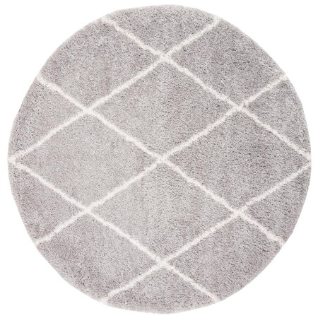 Safavieh 6 ft. 7 in. x 6 ft. 7 in. Fontana Shag Round Rug Grey & Cream FNT815G-7R